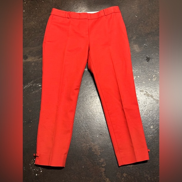 KATE SPADE Jackie Bow Lacquer Red Straight Leg Cropped Trouser Pants Size 4 - Picture 2 of 12